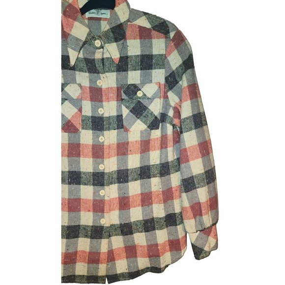 Vintage 1960s Womens Small Button Down Shirt Large Lapels SfPf Home•AP - Picture 4 of 10